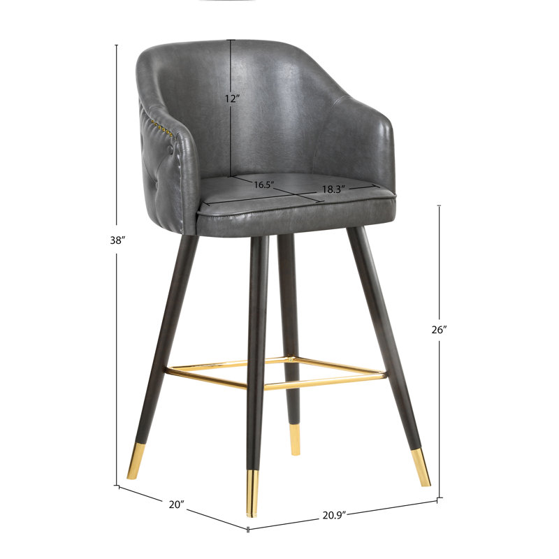 Tabouret de comptoir 27,9 po Eldredge, Cuir végétalien gris