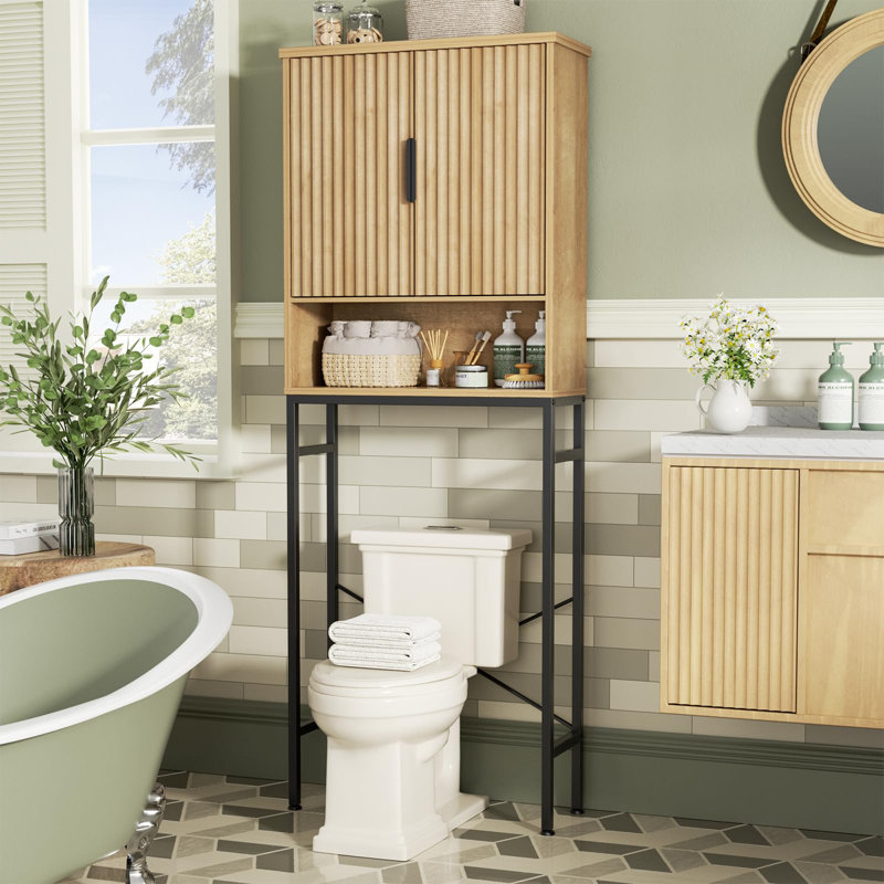 Armoire de rangement au-dessus de la toilette avec portes cannelées, Yellow