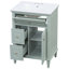 Meuble-lavabo vert 24 po avec lavabo, armoire en bois massif et panneau de fibres à densité moyenne, tiroir rabattable et deux tiroirs de rangement, tablette réglable