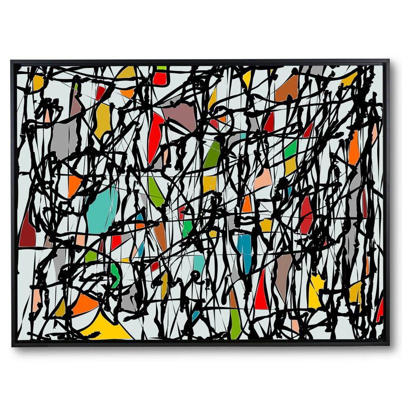 Pollock Wink Print by Angel Estevez, Black Floater Framed Canvas, 47" H x 62" W x 2" D, No Mat