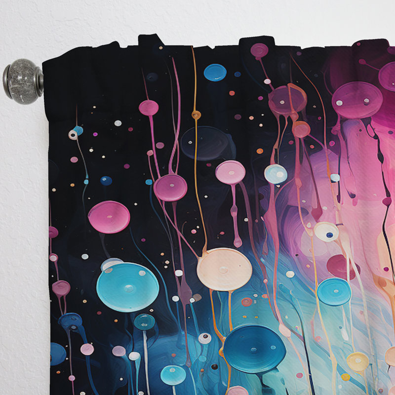 Verasha Pink And Blue Neon Pop Art II - Glam Curtain - Velvet Room Darkening - 1 panel, 52" W x 120" L