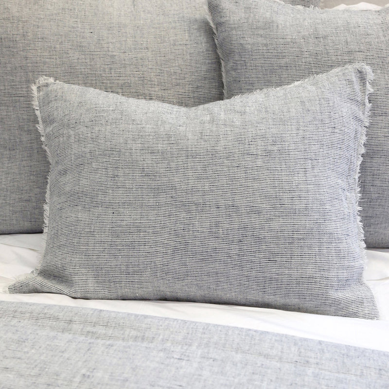 Logan Navy/Olive/Terra Cotta/Charcoal Linen Piece Sham, Navy, Standard