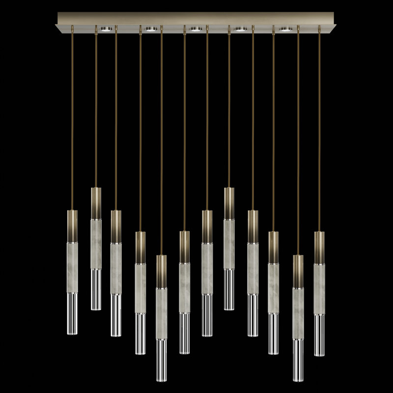 Luminaire suspendu l 61 po Antonia, Bronze ombré doux / nickel