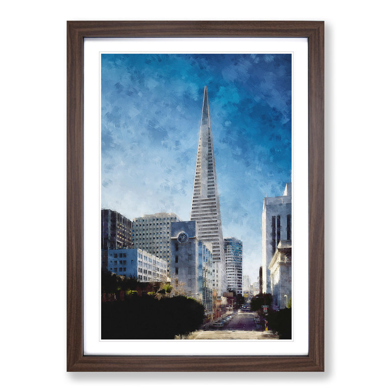 Transamerica Pyramid in San Francisco - Picture Frame Painting Print, Walnut Framed, 33cm H x 24cm W x 2cm D
