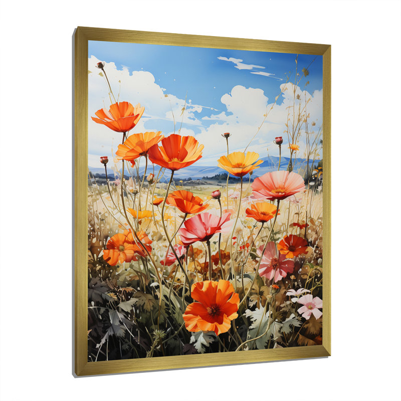 Meadow of Marigolds - Reproduction d'art floral et botanique, H 40 po x l 30 po x P 1,5 po, Encadrement doré