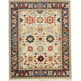 Ivory Hand-Knotted Wool Minimalist Grid Texture Geometric Modern Contemporary Carpet Rug