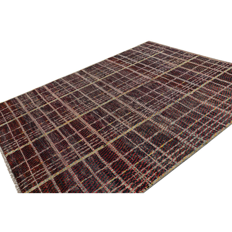 Rug & Kilim’S Contemporary Rug In Red With Stripes And Geometric Patterns
