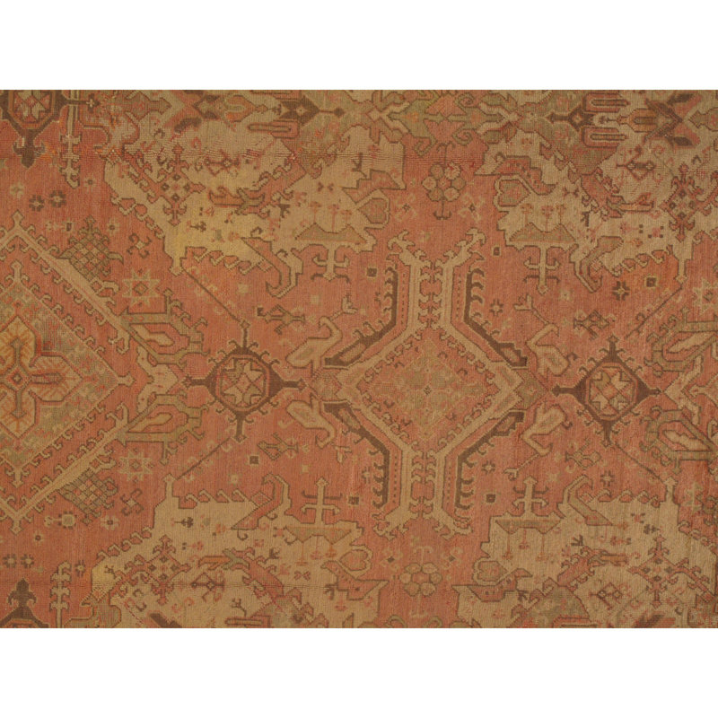 Tapis rouille en laine noué à la main de conception unique 14 pi 8 po x 26 pi 3 po Nashima