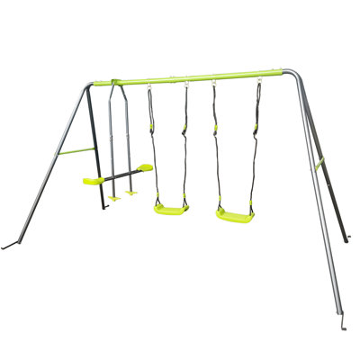 Balançoire extérieure pour enfants de 3 ans et plus: construction en métal lime avec une capacité de 440 lb et un style de jeu contemporain