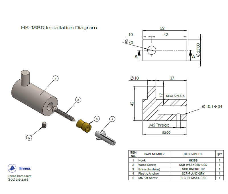 Single Robe Hook, Polished Stainless Steel