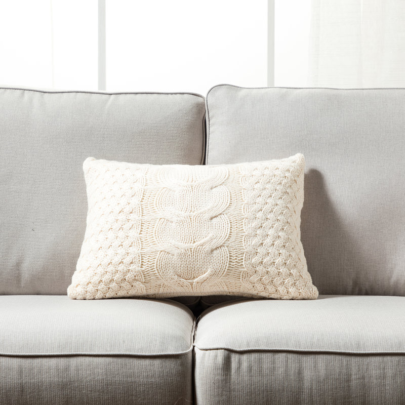 Housse et insert de coussin rectangulaire en acrylique Stavern, Crème, Polyester/ Bourre en polyester