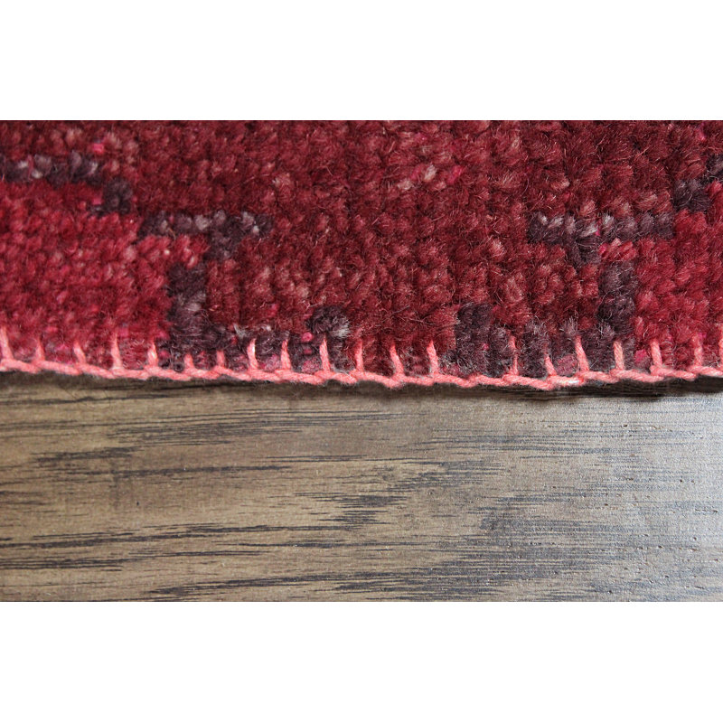 Tapis oriental rouge en laine noué à la main Donail, Rectangle 2 pi x 3 pi