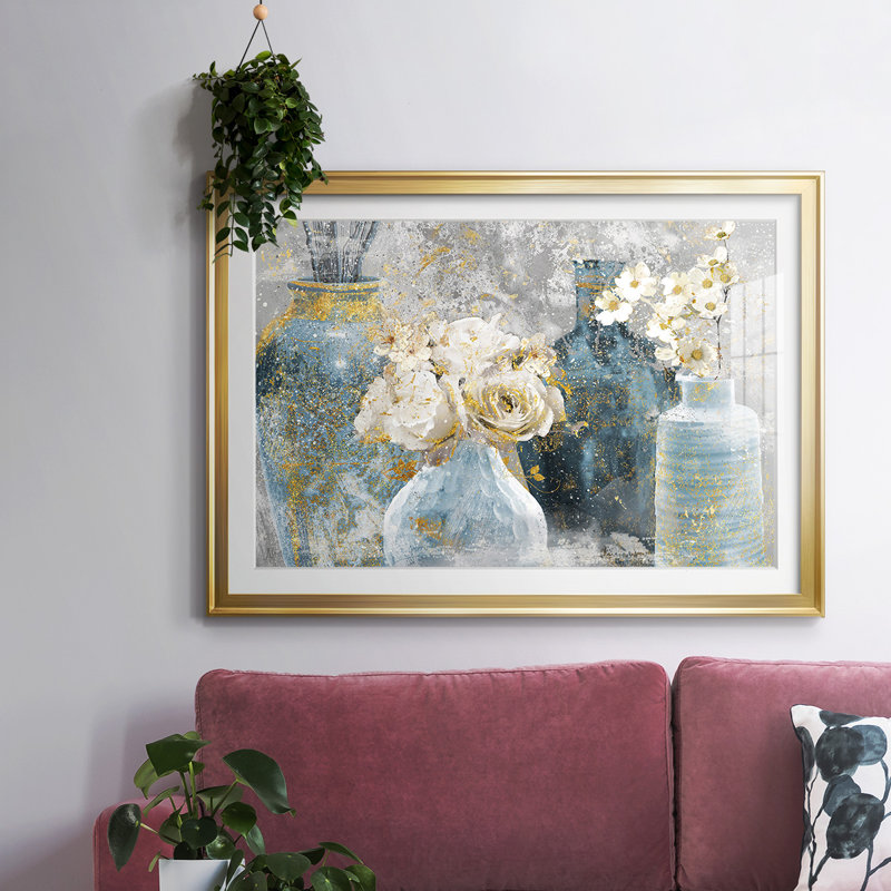 Vessels and Blooms Blues, Or, H 15 po x l 21 po x P 1,5 po
