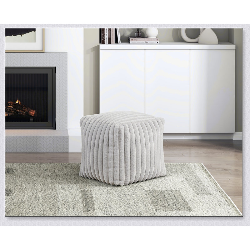 Pouf carré en tissu velours côtelé blanc cassé avec repose-pieds moderne, repose-pieds et fauteuil poire, 1 pièce