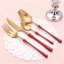 Service de vaisselle professionnel en acier inoxydable, 20 pièces de coutellerie avec fourchette et cuillère en plaqué or titane pour la maison et les cadeaux-1795193005