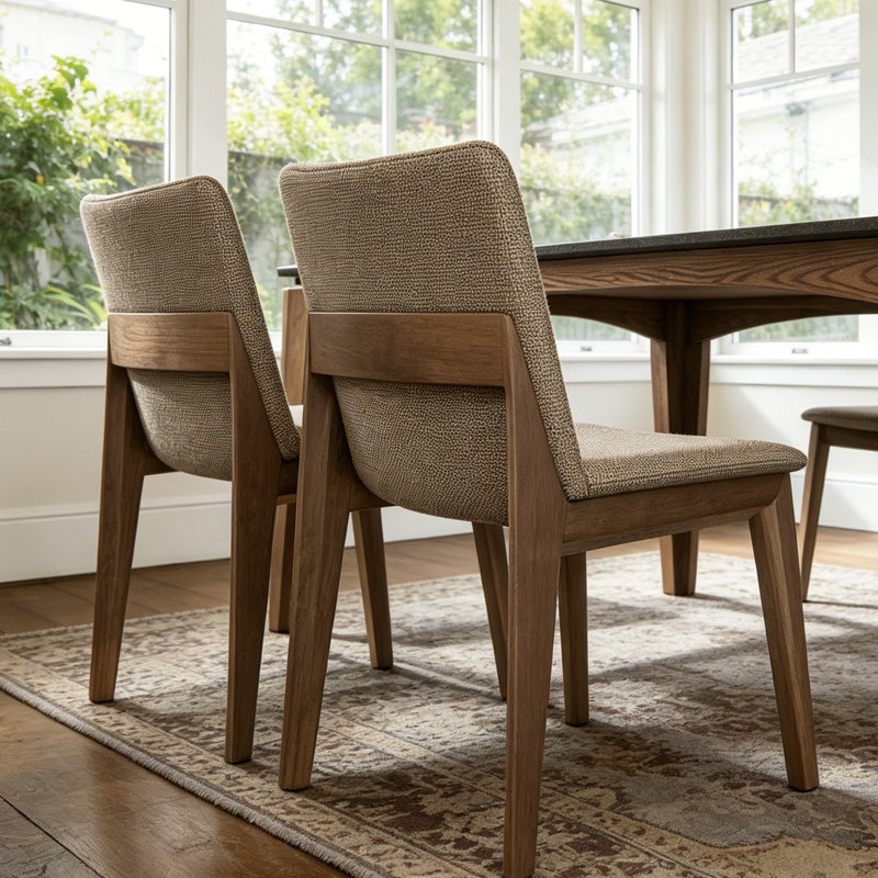 Ensemble de 4 chaises d'appoint de salle à manger rembourrées modernes en tissu avec structure en bois massif, 4