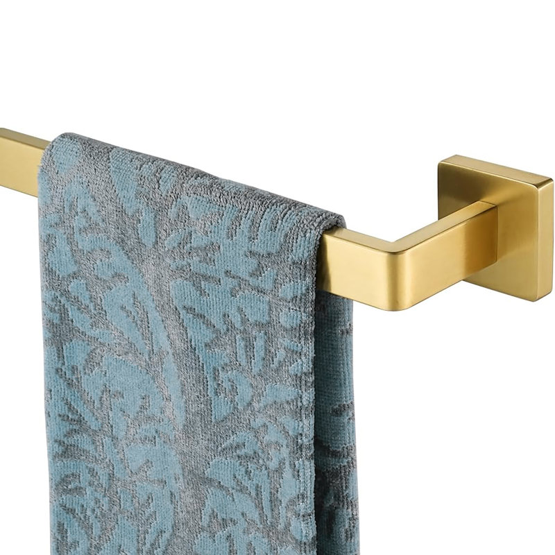 Porte-serviettes en acier inoxydable 304 avec bords arrondis, fixation murale, longueur utile, Or brossé