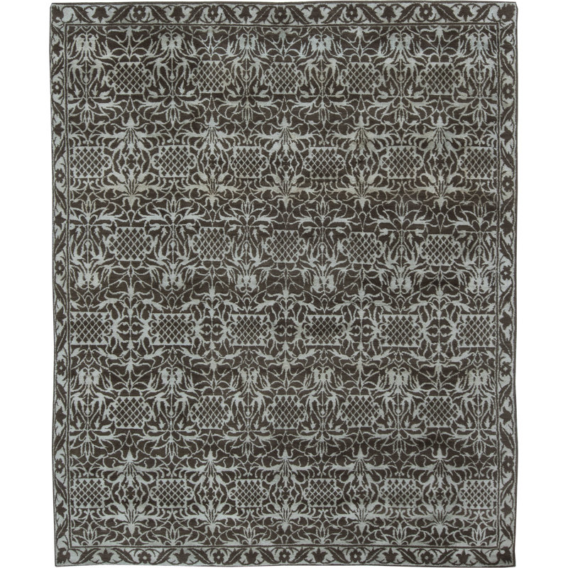Tapis noir / brun en laine d'inspiration européenne 8 pi x 9 pi 10 po