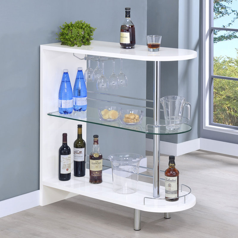Bar à domicile Shephard 39,5 po, Blanc ultrabrillant