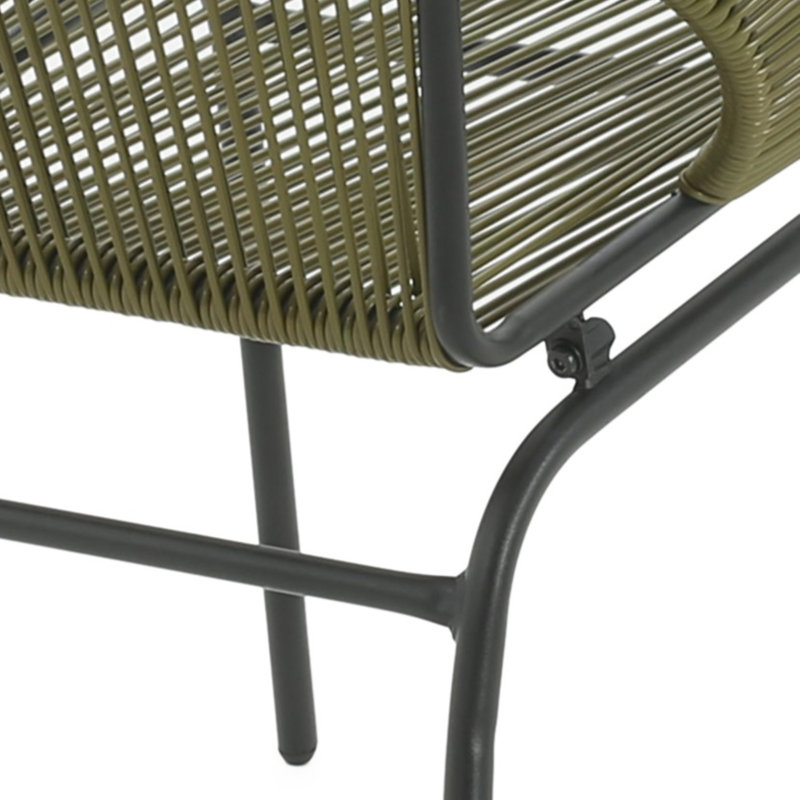Green Metal and Rattan Modern Outdoor Patio Chairs (Set of 2)