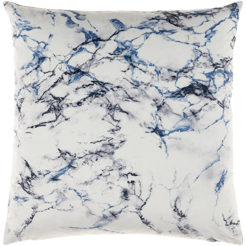 Macall Throw Pillow, 20" x 20", Blue/Black, Down
