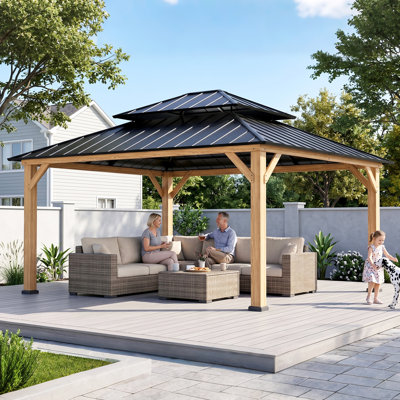 15 Ft. W x 13 Ft. D Solid Wood Patio Gazebo