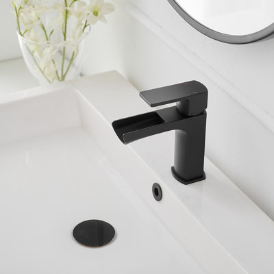 Waterfall Single Handle Single Hole Low-Arc Modern Bathroom Faucet