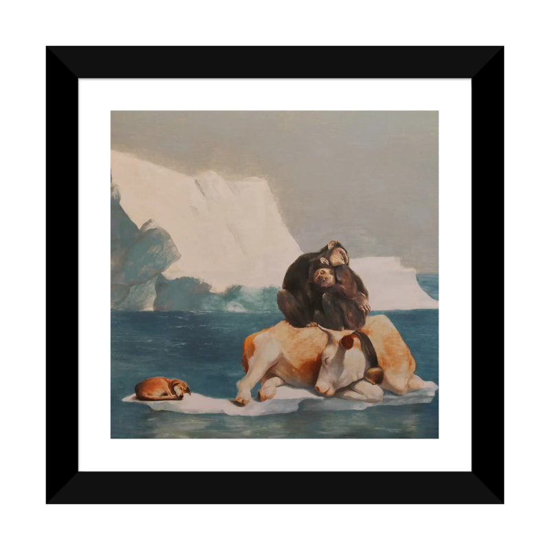 " Teamwise " by Rudolf Kosow, 24" H x 24" W x 1" D, Black Paper Framed