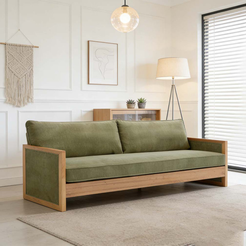 77.8" Sofa Couch Chenille Upholstery Sofa, Green