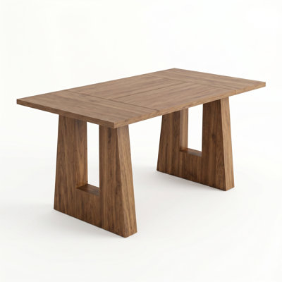 62.6" Farmhouse Rectangular Dining Table, Wood Grain Melamine Tabletop, Stable Frame, Spacious Surface, Compact Layout, Easy Assembly, Brown