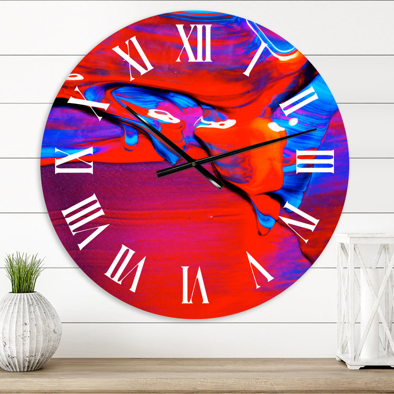 Huile sur toile, composition texturée - horloge murale moderne, Surdimensionné
