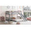 Lit superposé simple au-dessus d'un lit simple avec glissière et échelle, gris