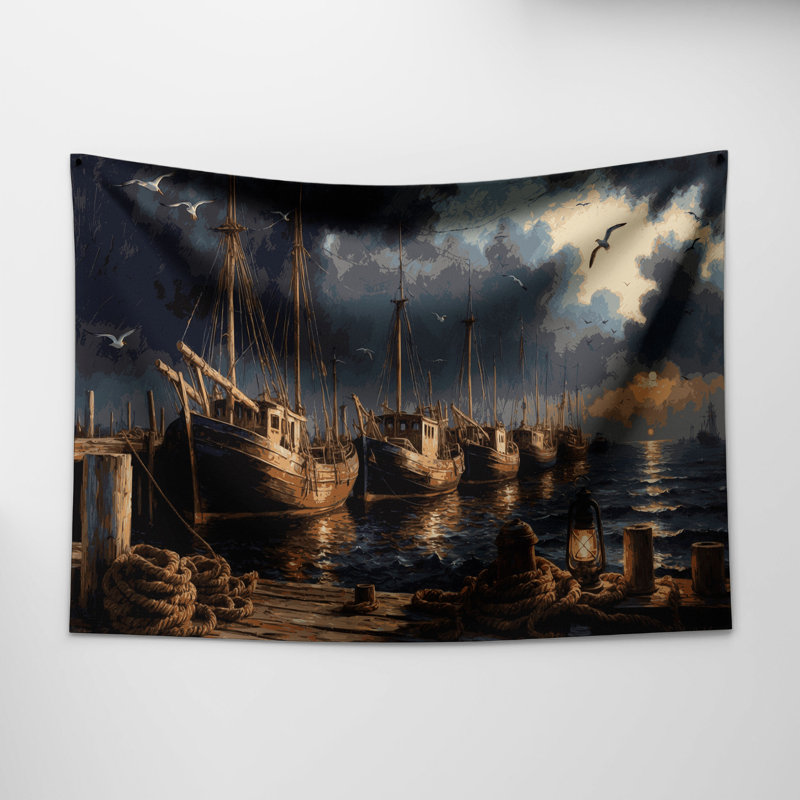Tapisserie murale Nautical Harbor Scenes, 88 po x 104 po