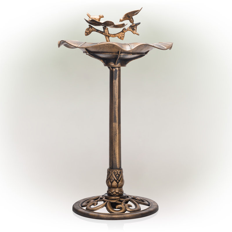 Bain d’oiseaux inspiré de la nature Mayhew, 34 po H x 19 po l x 19 po P, Bronze