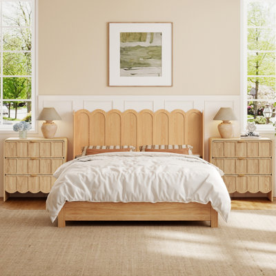 Modern Wood Panel Headboard with Scalloped Design