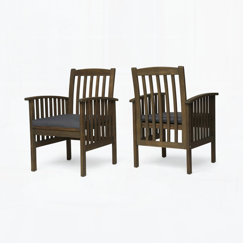 Chaise de salle à manger d'extérieur (ensemble de 2), Gris foncé, Gris foncé