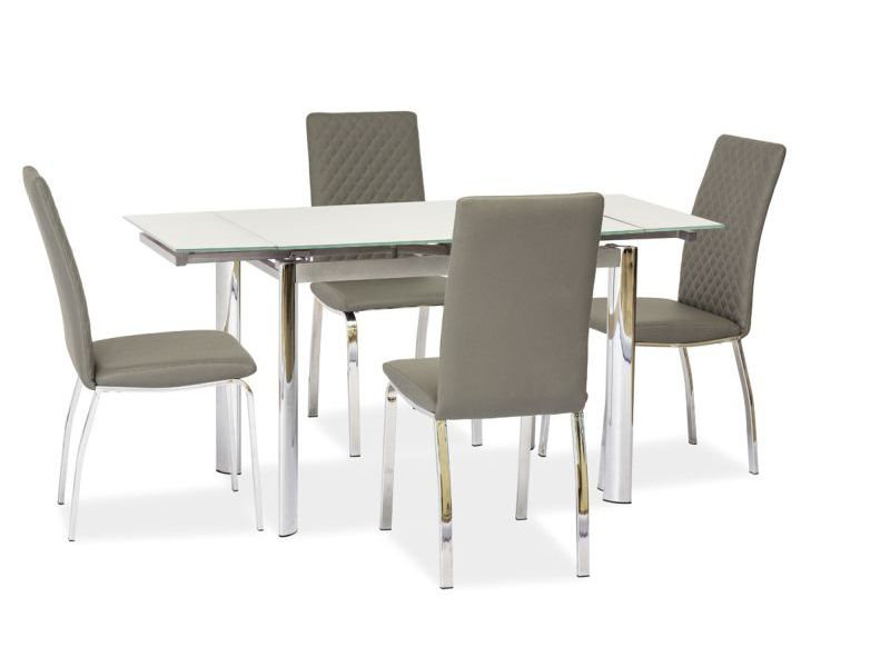 Basse Glass Top Metal Base Dining Table, White