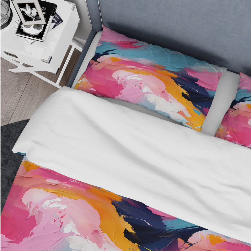 Ensemble de housse de couette Colorful Paint Swirl Bliss I, Housse de couette pour très grand lit et 2 très