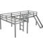 Lit mezzanine simple en L gris avec glissade-130040722