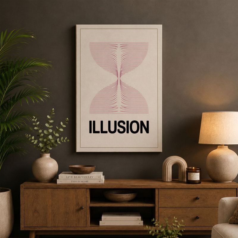 Optical Illusion Minimalist - Wrapped Canvas, 30x20 - 76.2 x 50.8 cm, Ochre Border