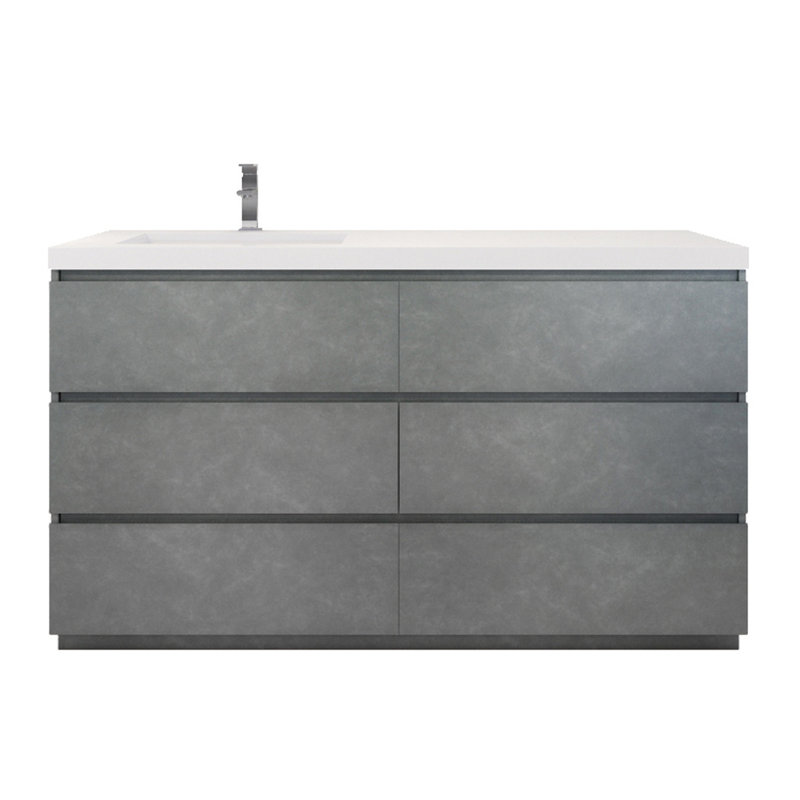 Ensemble de meuble-lavabo simple 60 po Hardy, Gris ciment