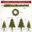 6PCS Christmas Tree Set – 4 Trees with Sturdy Bases, 1 Pre-Lit Wreath, 1 Garland, Warm White Lights, Easy to Shape & Wobble-Free