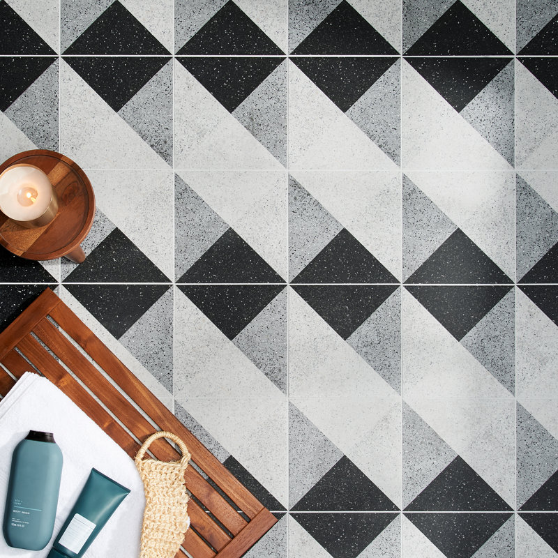 Carreau de sol en porcelaine matte de 8 po x 8 po Elizabeth Sutton Cameo Terrazzo Deco (10,76 pieds carrés / caisse)