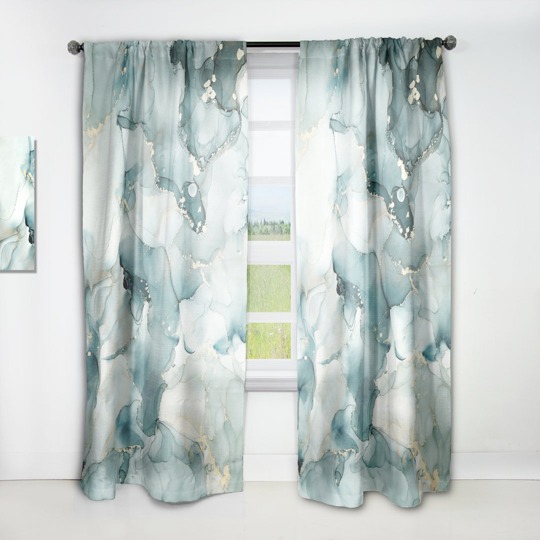 Blue Luxury Abstract Fluid Art I - Modern Curtain - Velvet Room darkening - 1 panel Design Art Size per 