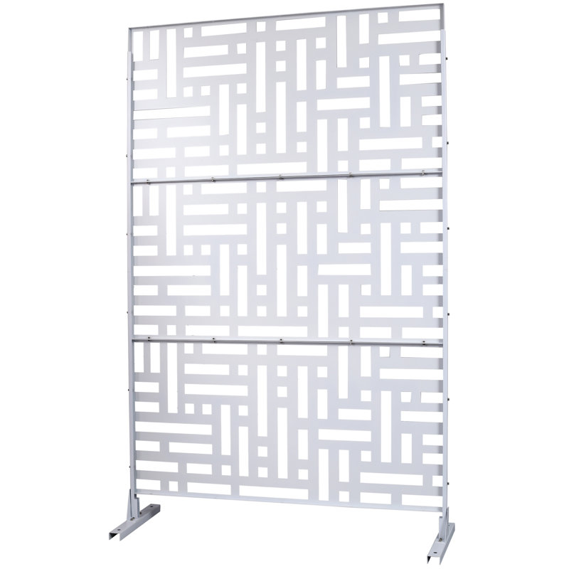 Paravent d'extérieur en métal 76 po x 48 po - Blanc pour patio, balcon, terrasse et balcon autoportant, Blanc
