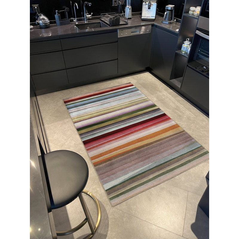 Multi-Colored Stripe Line Patterned Creative Modern Decorative Rug, Rectangle 3'9.81" x 4'11.06"