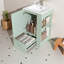 Meuble-lavabo autoportant avec lavabo en céramique, armoire de rangement, tiroir, tablettes latérales ouvertes et barre à serviettes-312621626