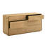Commode Aki de 59 po de largeur, 6 tiroirs, bois d'hévéa naturel brun et placage