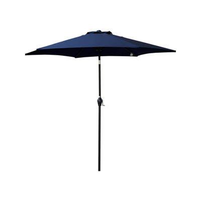 Parasol extérieur bleu marine 9 pi - Fabrication en acier robuste, inclinaison simple et manivelle, auvent avec nervures de poteau de ventilation, protection et évent faciles