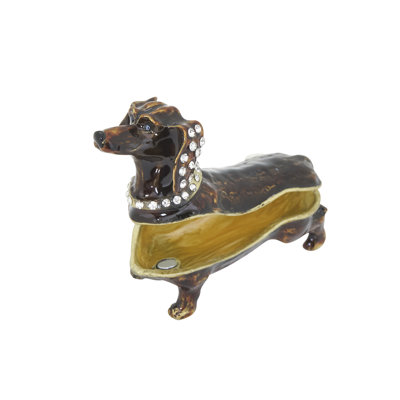 Boîte à bijoux Jewel Dachshund - support à bijoux pour chien en alliage de zinc, boîte à souvenirs décorative avec collier